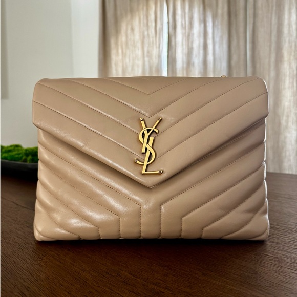 Yves Saint Laurent Handbags - Saint Laurent Medium Loulou Monogramme Bag – Dark Beige